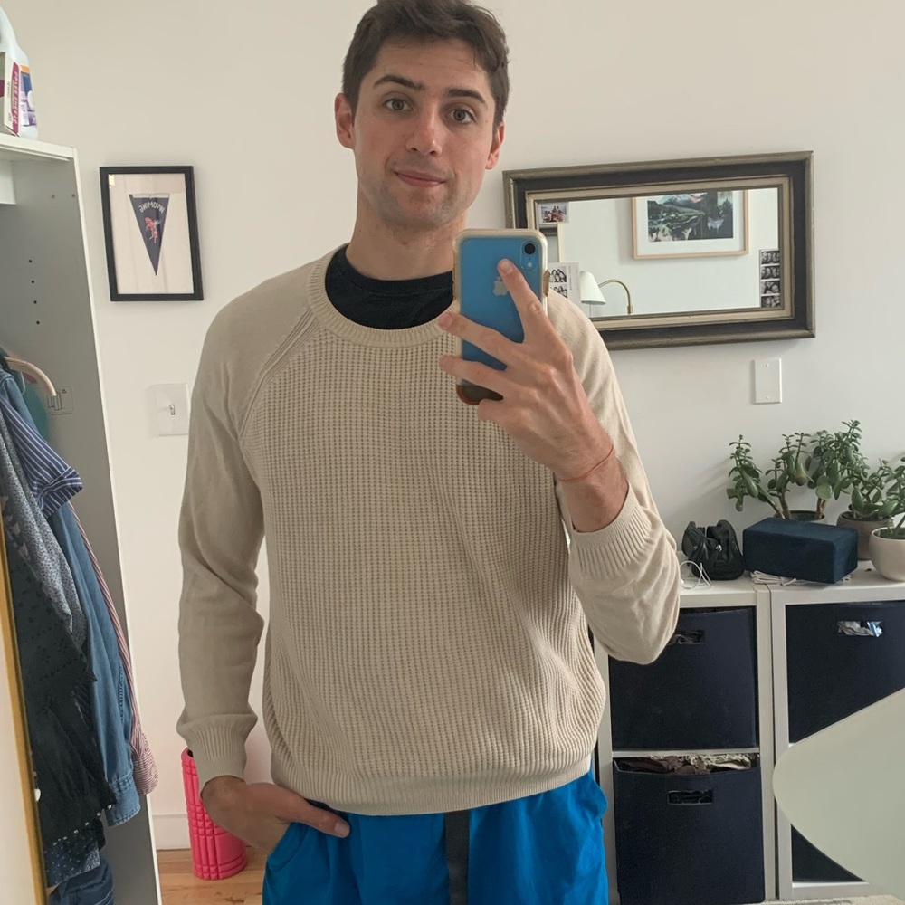Mango Man Textured Cream Sweater